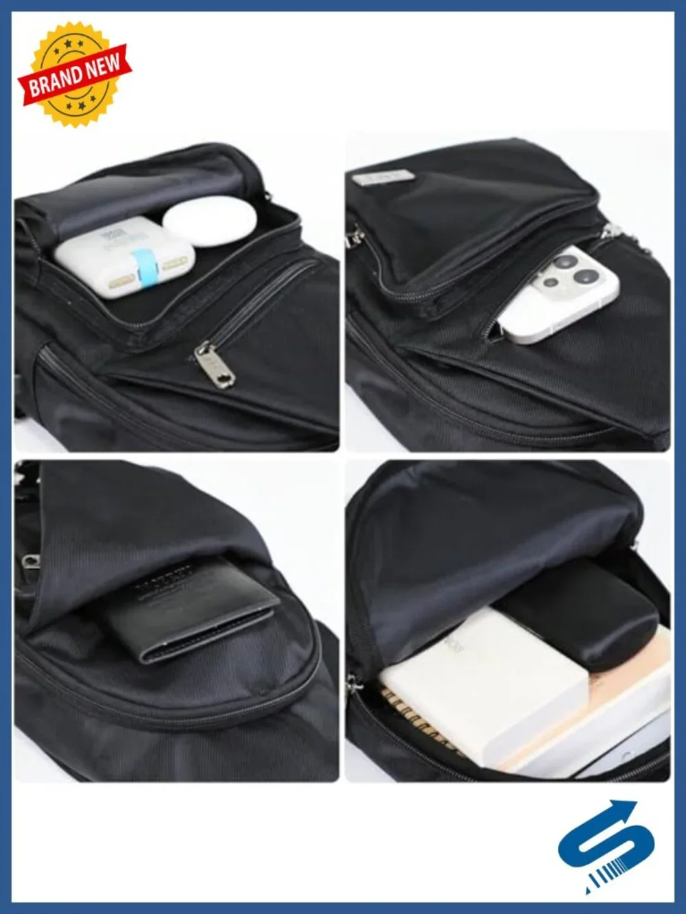 Nylon Sling Crossbody Bag Adjustable Shoulder Strap Hiking Daypack Travel Chest
